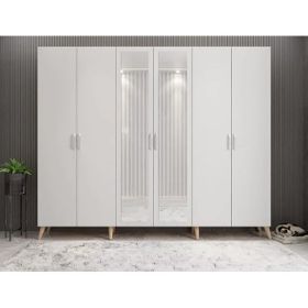 Zerka Concept Açelya Meşe Beyaz 270 cm M6 Portmanto