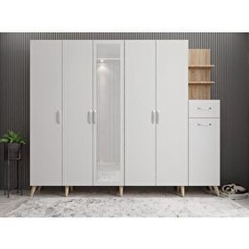 Zerka Concept Açelya Meşe Beyaz 270 cm M7 Portmanto