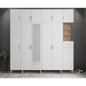Zerka Concept Açelya Meşe Beyaz M9-208 cm Beyaz Portmanto