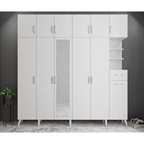 Zerka Concept Açelya Meşe Beyaz M9-208 cm Beyaz Portmanto