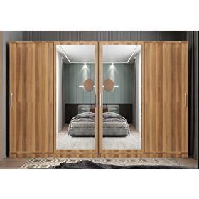 Zerka Concept Albero Sürgü Kapaklı Gizli Çekmeceli Ceviz 280 cm Gardrop