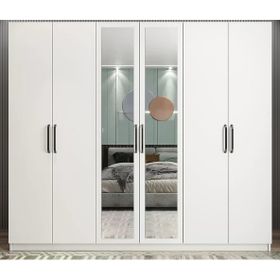 Zerka Concept Alessi 6 Kapaklı Beyaz Dolap Gardırop