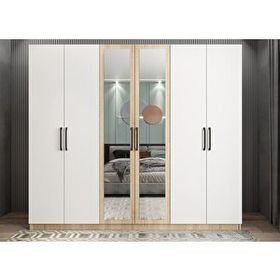 Zerka Concept Alessi 6 Kapaklı Meşe Beyaz Gardrop