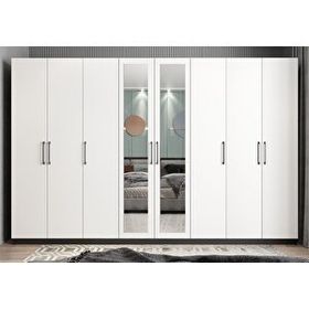 Zerka Concept Başak 8 Kapaklı Füme Beyaz 278 cm Gardrop