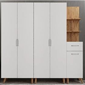 Zerka Concept Begonya Çam Beyaz 200 cm Portmanto