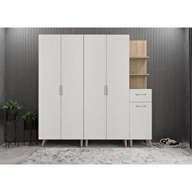 Zerka Concept Begonya Meşe Beyaz 200 cm Portmanto
