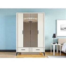 Zerka Concept Belissa 4 Kapaklı Çekmeceli MDF Beyaz Gardrop