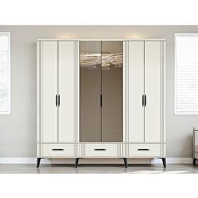 Zerka Concept Belissa 6 Kapaklı Çekmeceli MDF Beyaz Gardrop