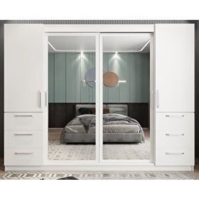 Zerka Concept Bella Sürgü Kapaklı Beyaz 208 cm Gardrop