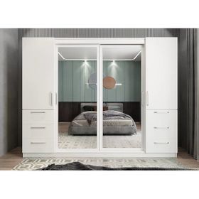 Zerka Concept Bella Sürgü Kapaklı Beyaz 240 cm Dolap Gardırop
