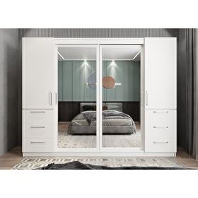 Zerka Concept Bella Sürgü Kapaklı Beyaz 240 cm Dolap Gardırop
