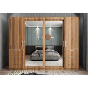 Zerka Concept Bella Sürgü Kapaklı Ceviz 208 cm Gardrop