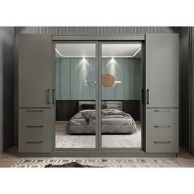 Zerka Concept Bella Sürgü Kapaklı Füme 240 cm Gardrop