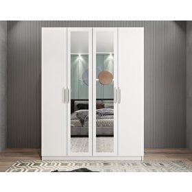 Zerka Concept Bevel 4 Kapaklı Gizli Çekmeceli Beyaz 160 cm Gardrop