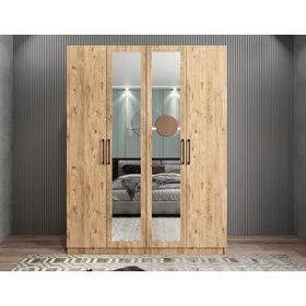 Zerka Concept Bevel 4 Kapaklı Gizli Çekmeceli Çam 140 cm Gardrop