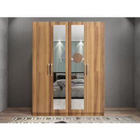 Zerka Concept Bevel 4 Kapaklı Gizli Çekmeceli Ceviz 160 cm Gardrop