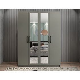 Zerka Concept Bevel 4 Kapaklı Gizli Çekmeceli Füme 140 cm Gardrop