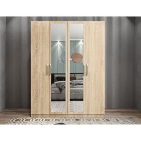 Zerka Concept Bevel 4 Kapaklı Gizli Çekmeceli Meşe 140 cm Gardrop