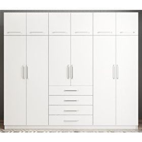 Zerka Concept Biray 12 Kapaklı Beyaz 208 cm Gardrop