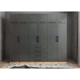 Zerka Concept Biray 6 Kapaklı Çam Füme Gardırop Dolap