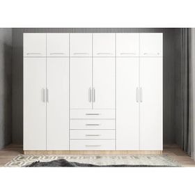 Zerka Concept Biray 6 Kapaklı Meşe Beyaz Gardırop Dolap