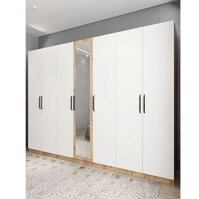 Zerka Concept Çağın 7 Kapaklı Çam Beyaz Dolap Gardırop