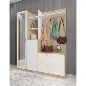 Zerka Concept Çizgi Meşe Beyaz 140 cm Portmanto