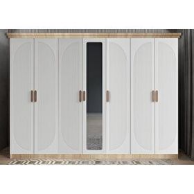 Zerka Concept Datça Membran 7 Kapaklı Meşe Beyaz 280 cm Gardrop