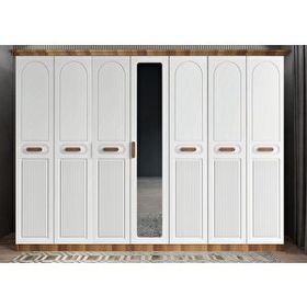 Zerka Concept Etro Membran 7 Kapaklı Ceviz Beyaz 280 cm Gardrop