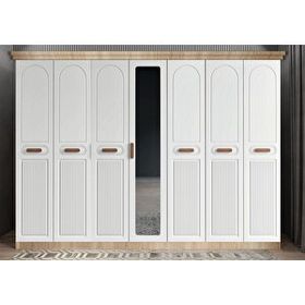 Zerka Concept Etro Membran 7 Kapaklı Meşe Beyaz 245 cm Gardrop