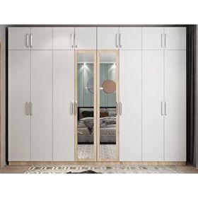 Zerka Concept Hugo 8 Kapaklı Meşe Beyaz 278 CM Gardırop