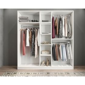 Zerka Concept Kristal 5 Kapaklı Beyaz Dolap Gardırop