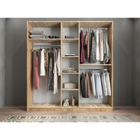 Zerka Concept Kristal 5 Kapaklı Meşe Dolap Gardırop