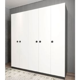 Zerka Concept Magnum 5 Kapaklı Füme Beyaz Dolap Gardırop