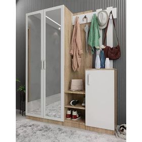 Zerka Concept Moon Meşe Beyaz 140 cm Portmanto
