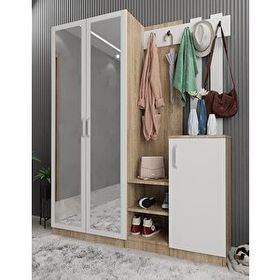 Zerka Concept Moon Meşe Beyaz 140 cm Portmanto