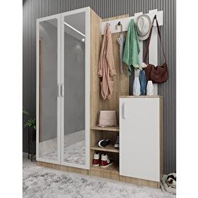Zerka Concept Moon Meşe Beyaz 180 cm Portmanto