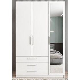 Zerka Concept Parma 3 Kapaklı Beyaz Gardırop Dolap