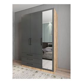 Zerka Concept Parma 3 Kapaklı Çam Füme Gardırop Dolap