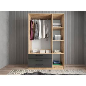 Zerka Concept Parma 3 Kapaklı Çam Füme Gardırop Dolap