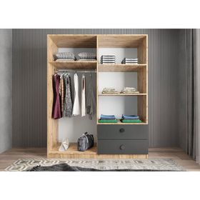 Zerka Concept Point 4 Kapaklı Füme Çam Gardırop Dolap