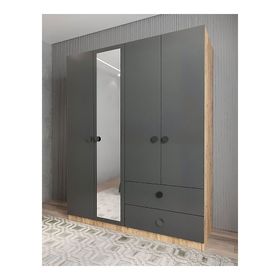 Zerka Concept Point 4 Kapaklı Füme Çam Gardırop Dolap