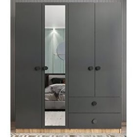 Zerka Concept Point 4 Kapaklı Füme Çam Gardırop Dolap