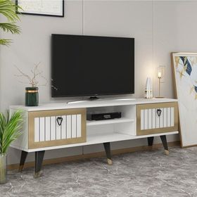 Zerka Concept Sandro Beyaz-Altın Tv Ünitesi