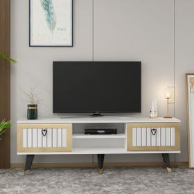 Zerka Concept Sandro Beyaz-Altın Tv Ünitesi