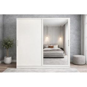 Zerka Concept Zen Sürgü Kapaklı 160 cm Beyaz Gardrop