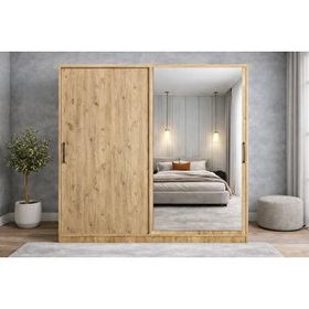 Zerka Concept Zen Sürgü Kapaklı 180 cm Çam Gardrop