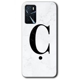 Zero Oppo A16 HD Desen Baskılı Beyaz Mermer Desenli Ç Harfi Cep Telefonu Kılıfı