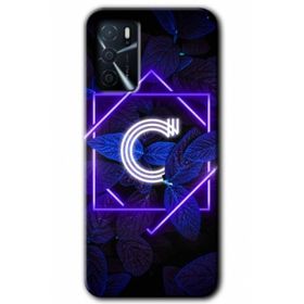 Zero Oppo A16 HD Desen Baskılı Dark Neon Yaprak C Harfi Cep Telefonu Kılıfı