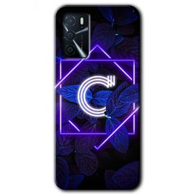 Zero Oppo A16 HD Desen Baskılı Dark Neon Yaprak C Harfi Cep Telefonu Kılıfı